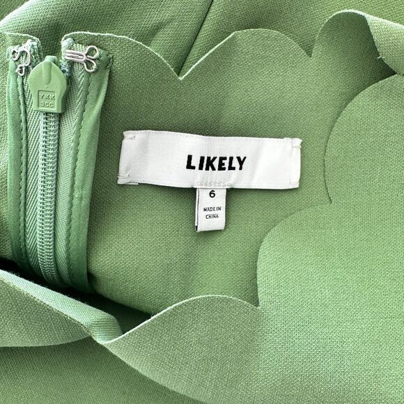 Likely Women's Green Scalloped Edge Dress Size 6 Revolve - Picture 3 of 9